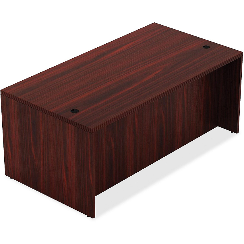 Lorell Chateau Series Rectangular desk 30" Height x 59" Width x 29.5" Depth Table, x 1.5" Thickness Table Top - Reeded Edge - Material: P2 Particleboard - Finish: Mahogany Laminate - Durable, Modesty Panel, Grommet - For Office (LLR34304)