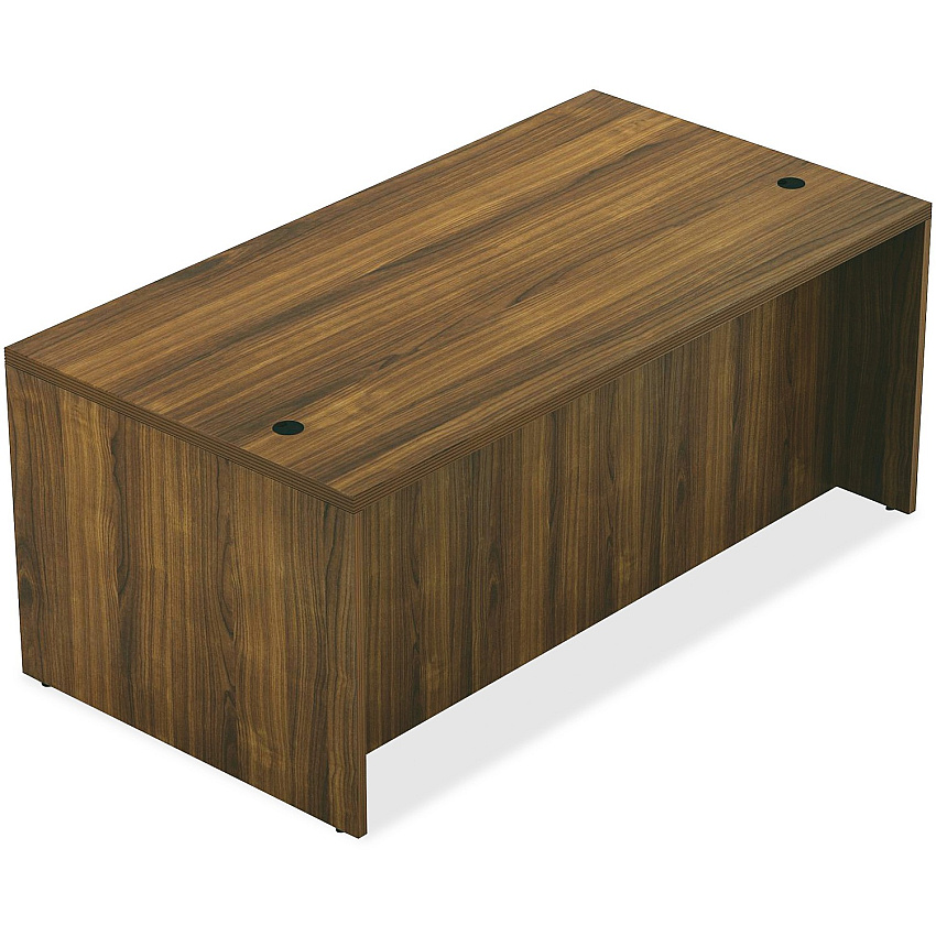 Lorell Chateau Series Rectangular desk 30" Height x 59" Width x 29.5" Depth Table, x 1.5" Thickness Table Top - Reeded Edge - Material: P2 Particleboard - Finish: Walnut Laminate - Durable, Modesty Panel, Grommet - For Office (LLR34305)
