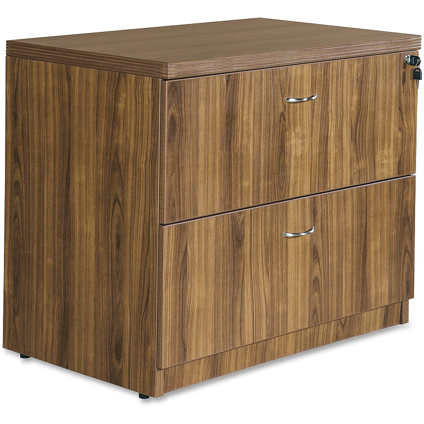 Lorell Chateau Series Lateral File - 2-Drawer 30" Height x 36" Width x 22" Depth Lateral File, x 1.5" Thickness Top - 2 - Reeded Edge - Material: Laminate - Finish: Walnut - Durable, Heavy Duty, Ball-bearing Suspension - For Office, File, Suppl (LLR34313)