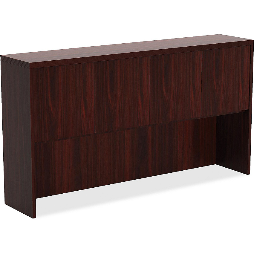 Lorell Chateau Series Hutch 36.5" Height x 70.9" Width x 14.8" Depth Hutch, x 1.5" Thickness Top - 4 Door(s) - Reeded Edge - Material: P2 Particleboard - Finish: Mahogany, Laminate - Durable - For Office (LLR34318)