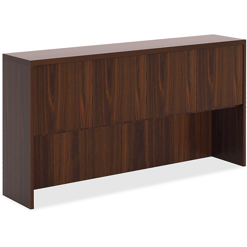 Lorell Chateau Series Hutch 36.5" Height x 66.1" Width x 14.8" Depth Hutch, x 1.5" Thickness Top - 4 Door(s) - Reeded Edge - Material: P2 Particleboard - Finish: Mahogany, Laminate - Durable - For Office (LLR34320)