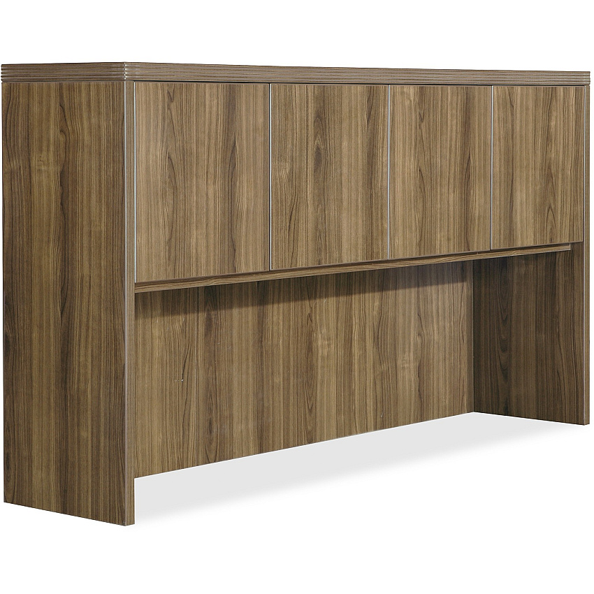 Lorell Chateau Series Hutch 36.5" Height x 66.1" Width x 14.8" Depth Hutch, x 1.5" Thickness Top - 4 Door(s) - Reeded Edge - Material: P2 Particleboard - Finish: Walnut, Laminate - Durable - For Office (LLR34321)