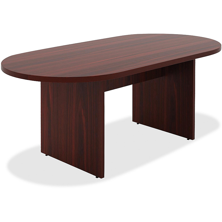 Lorell Chateau Series 6' Oval Conference Table Reeded Edge - Material: P2 Particleboard - Finish: Mahogany Laminate - Durable, Modesty Panel - For Meeting (LLR34336)