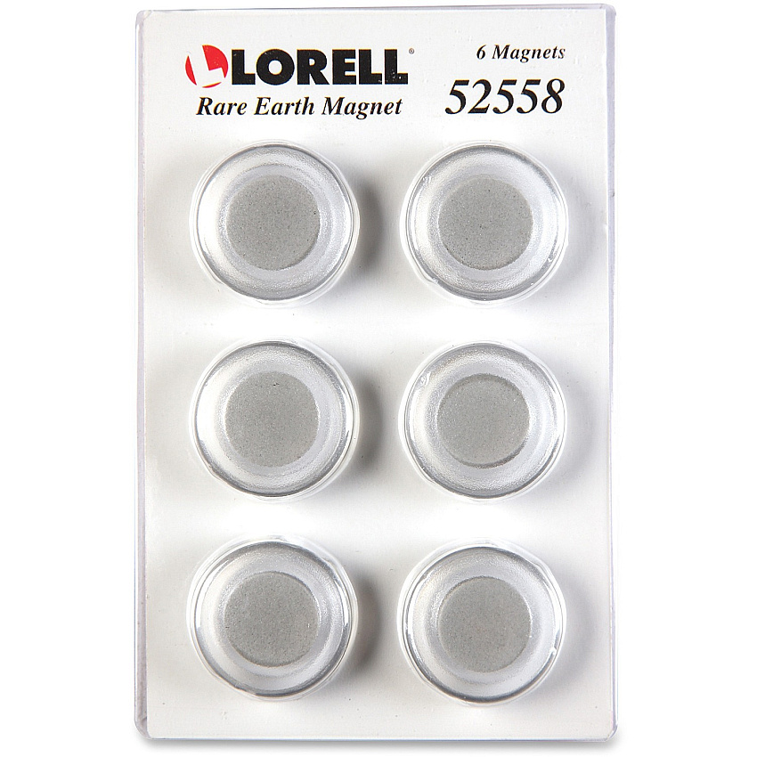Lorell Round Cap Rare Earth Magnets 1.2" Diameter - Round - 6 / Pack - Clear (LLR52558)