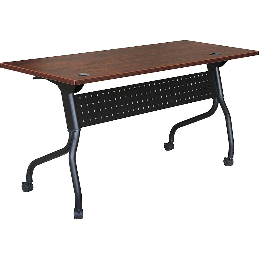 Lorell Flip Top Training Table Rectangle Top - Four Leg Base - 4 Legs - 48" Table Top Width x 23.60" Table Top Depth - 29.50" Height x 47.25" Width x 23.63" Depth - Cherry - Melamine, Nylon - 1 Each (LLR59515)