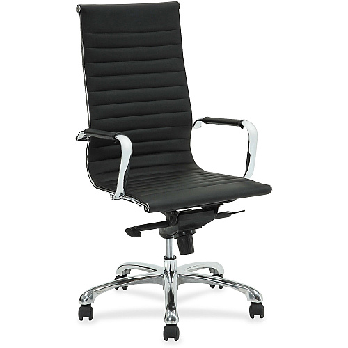 Lorell Modern Executive High-Back Office Chair Leather Seat - Leather Back - High Back - 5-star Base - Black - 1 Each (LLR59537)