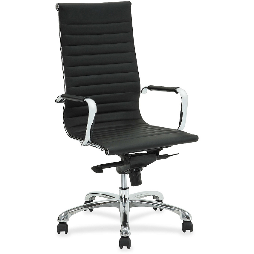 Lorell Modern Executive High-Back Office Chair Leather Seat - Leather Back - High Back - 5-star Base - Black - 1 Each (LLR59537)