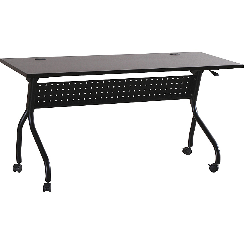 Lorell Flip Top Training Table Rectangle Top - Four Leg Base - 4 Legs - 60" Table Top Width x 23.50" Table Top Depth - 29.50" Height x 59" Width x 23.63" Depth - Assembly Required - Espresso, Black - Melamine, Nylon - 1 Each (LLR60733)
