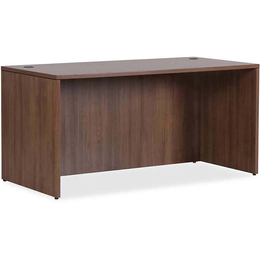 Lorell Essentials Series Rectangular Desk Shell x 1" Thickness Top, 29.5" Height x 59" Width x 29.5" Depth Desk - Finish: Walnut Laminate - Lockable, Grommet, Modesty Panel, Adjustable Feet - For Office (LLR69968)