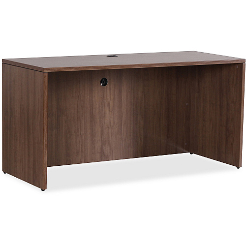 Lorell Essentials Series Credenza Shell 29.5" Height x 59" Width x 23.6" Depth Credenza, x 1" Thickness Top, x 3.8" Thickness Drawer Pull - Finish: Walnut - Laminate Table Top - Durable, Grommet, Cord Management, Adjustable Feet - For Office (LLR69971)