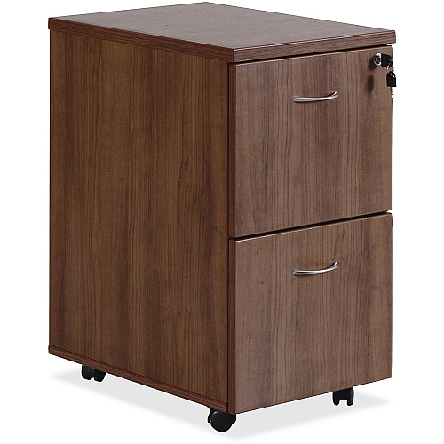 Lorell Essentials Series File/File Mobile File Cabinet 28.4" Height x 15.8" Width x 22" Depth Pedestal, x 1.5" Diameter Caster - 2 x File Drawer(s) - Finish: Laminate, Walnut - Mobility, Built-in Hangrail, Locking Pedestal, Dual Wheel Caster -  (LLR69984)