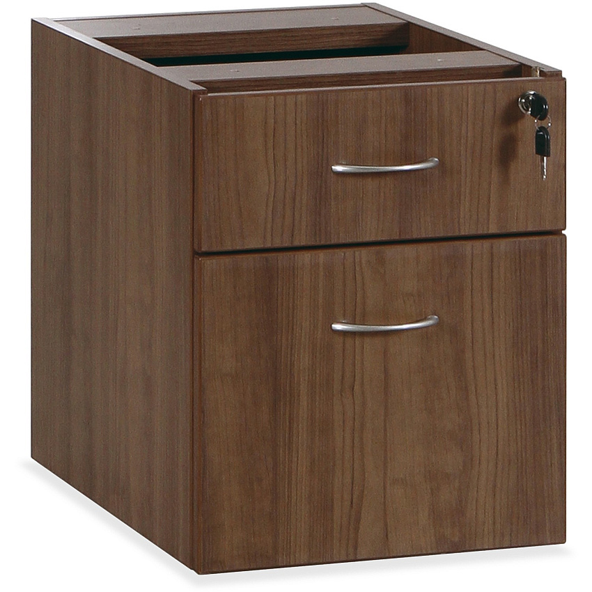 Lorell Essentials Series Box/File Hanging File Cabinet 18.9" Height x 15.5" Width x 21.9" Depth - 2 x Box, File Drawer(s) - Finish: Walnut Laminate - Built-in Hangrail, Ball Bearing Slides, Lockable, Durable, Adjustable Feet - For Office (LLR69987)