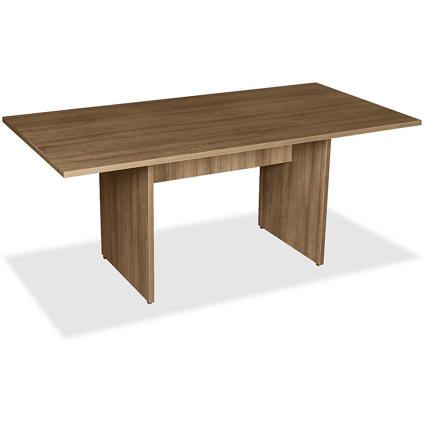 Lorell Essentials Rectangular Modular Conference Table Material: MFC, Polyvinyl Chloride (PVC) - Finish: Walnut Laminate - Modesty Panel, Adjustable Foot Glide - For Meeting (LLR69996)