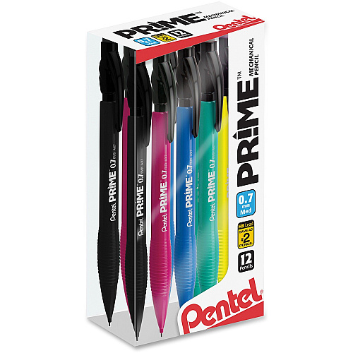 Pentel Prime Mechanical Pencil 0.7 mm Assorted Lead - #2 - Medium Point - 1 Dozen (AX7PC12M)