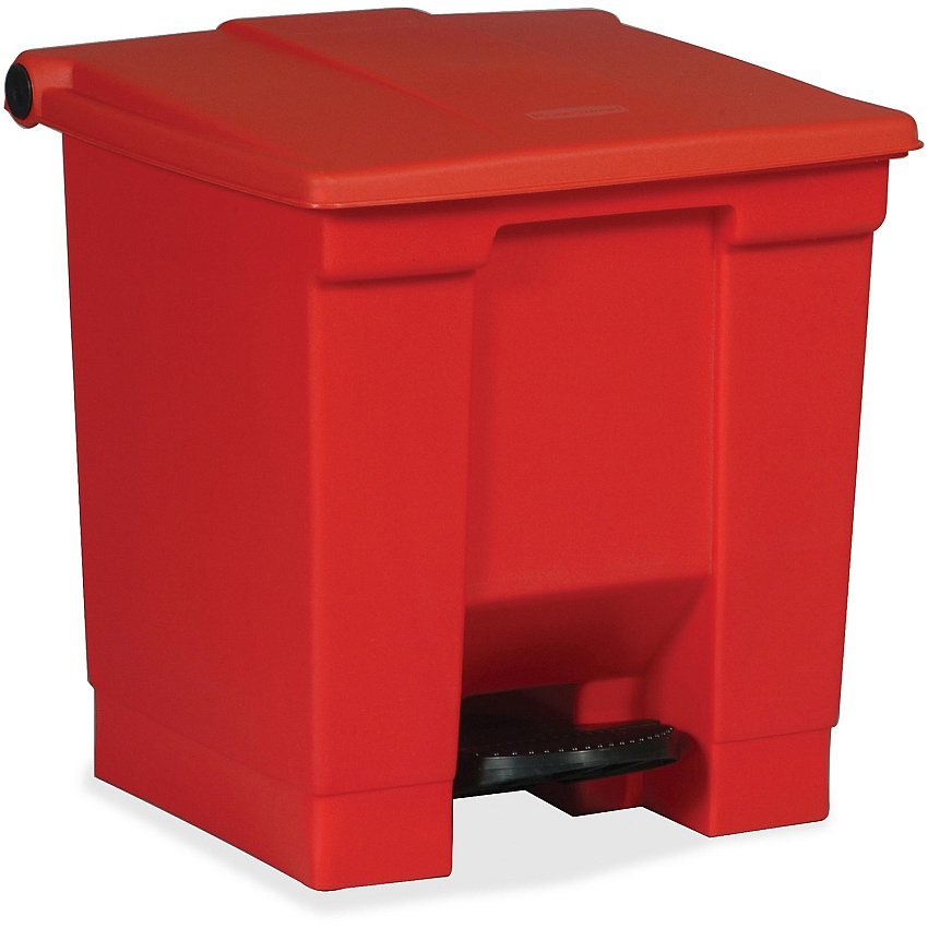 Rubbermaid Commercial Step-on Waste Container Step-on Opening - 8 gal Capacity - Puncture Resistant, Durable - 17.1" Height x 15.8" Width - Plastic, High-density Polyethylene (HDPE), Resin - Red - 1 Each (614300RED)
