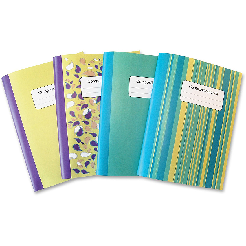 Sparco Composition Books 80 Sheets - College Ruled Front Ruling - 9.75" Height x 7.5" Width - Multi-colored Cover - Sturdy Cover, Durable - 4 / Pack (36125)