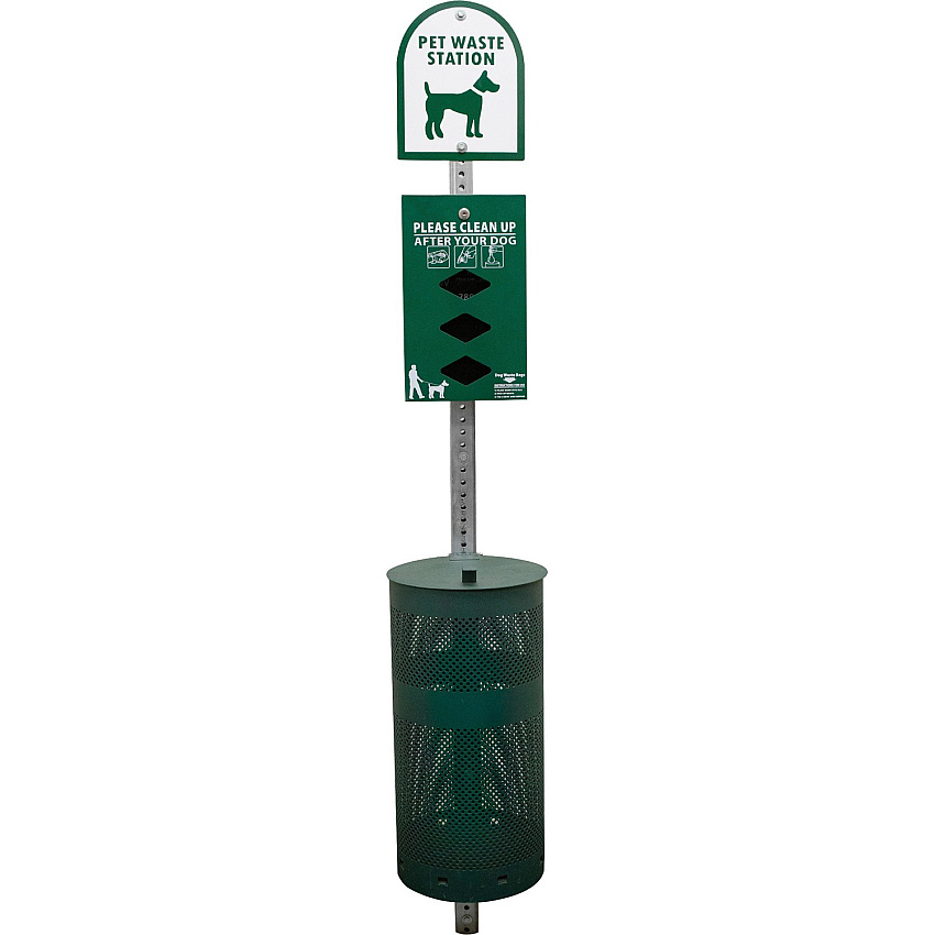 Tatco Dog Waste Station Trash Can Rust Resistant - Powder Coated Aluminum - Green - 1 Each (28000)