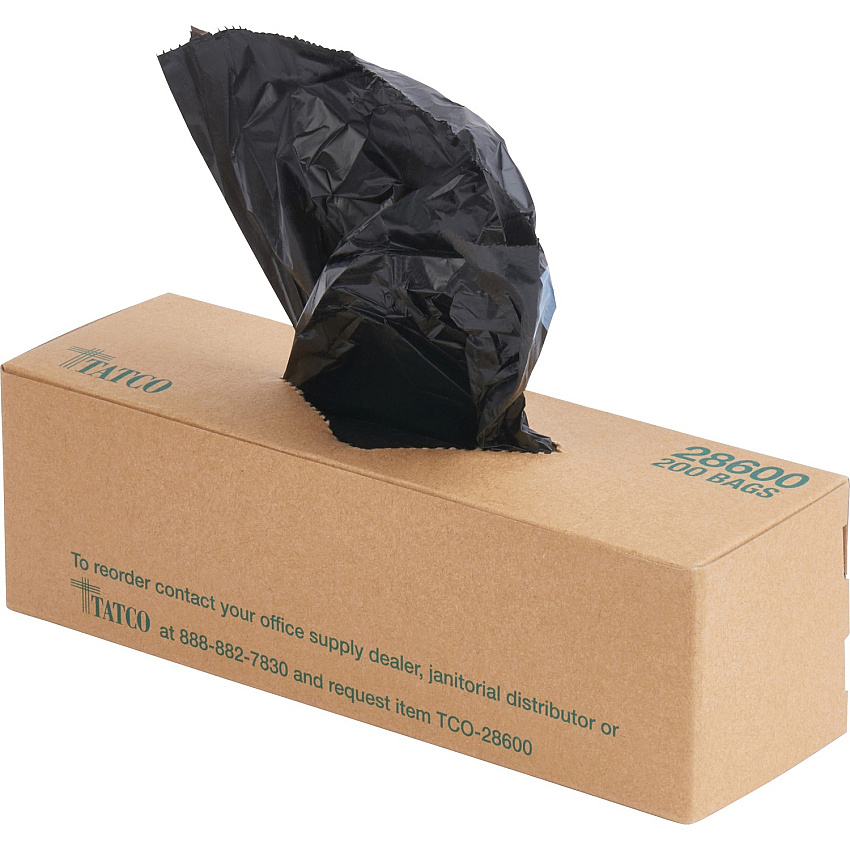 Tatco Dog Waste Station Refill Bags Black - Waste Disposal, Office, Park, Home - 200/Box - 10 / Carton (28600)