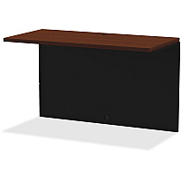Lorell Fortress Modular Series Bridge 48" Width x 24" Depth, x 1.1" Thickness Top - Material: Steel - Finish: Walnut Laminate, Black - Scratch Resistant, Stain Resistant, Ball-bearing Suspension, Grommet, Handle, Cord Management (LLR79165)