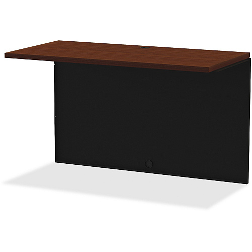 Lorell Fortress Modular Series Bridge 48" Width x 24" Depth, x 1.1" Thickness Top - Material: Steel - Finish: Walnut Laminate, Black - Scratch Resistant, Stain Resistant, Ball-bearing Suspension, Grommet, Handle, Cord Management (LLR79165)