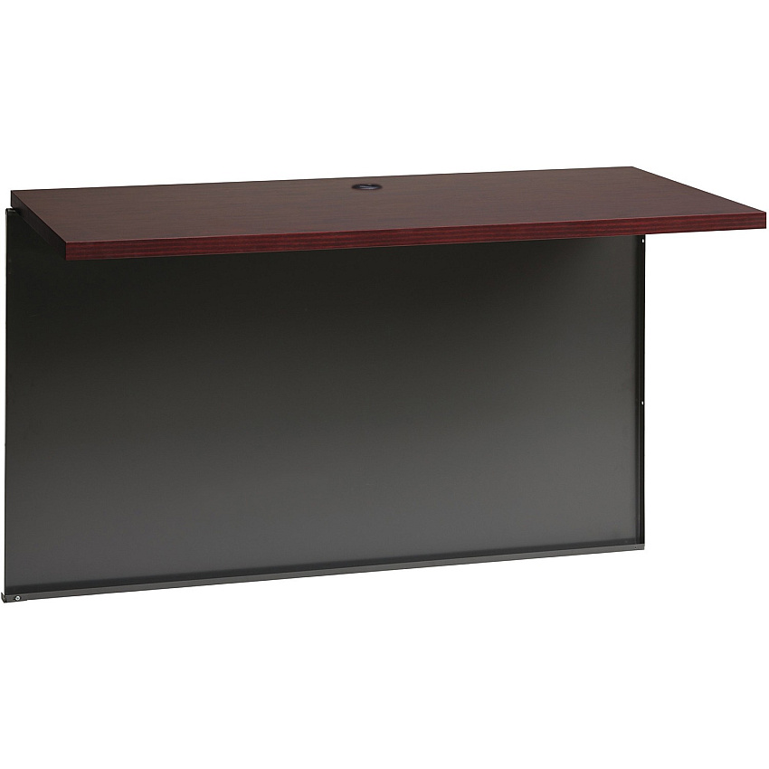 Lorell Fortress Modular Series Bridge 48" Width x 24" Depth, x 1.1" Thickness Top - Material: Steel - Finish: Mahogany Laminate, Charcoal - Scratch Resistant, Stain Resistant, Ball-bearing Suspension, Grommet, Handle, Cord Management (LLR79166)