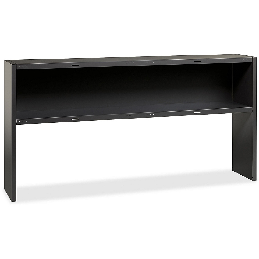 Lorell Fortress Modular Series Stack-on Hutch x 72" Width - Material: Steel - Finish: Charcoal - Grommet, Cord Management (LLR79168)