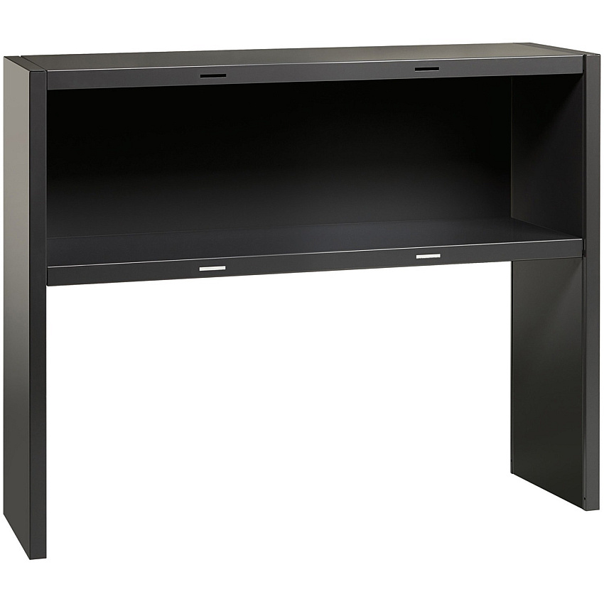 Lorell Fortress Modular Series Stack-on Hutch x 48" Width - Material: Steel - Finish: Charcoal - Grommet, Cord Management (LLR79172)