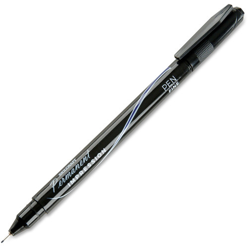 AbilityOne 7520016459512 SKILCRAFT Permanent Impression Stick Porous Point Pen, 0.5mm, Blue Ink, Dozen