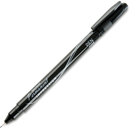 AbilityOne 7520016459515 SKILCRAFT Permanent Impression Stick Porous Point Pen, 0.5mm, Black Ink/Barrel, Dozen