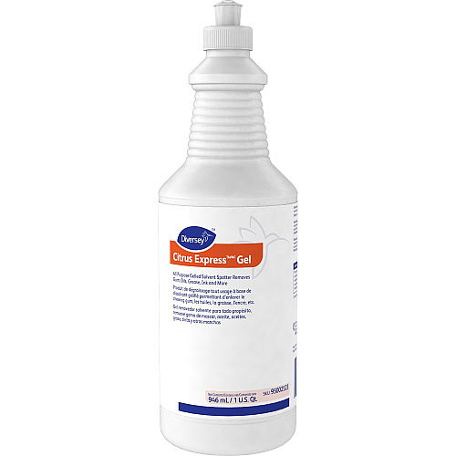 Diversey Citrus Express Gel Solvent Spotter For Carpet - 32 fl oz (1 quart) - Citrus Scent - Recommended For: Spot Remover, Gum Remover, Adhesive Remover, Tar Remover, Oil Remover, Grease Remover, Ink Remover - Pleasant Scent - White - 1 Each (95002523)