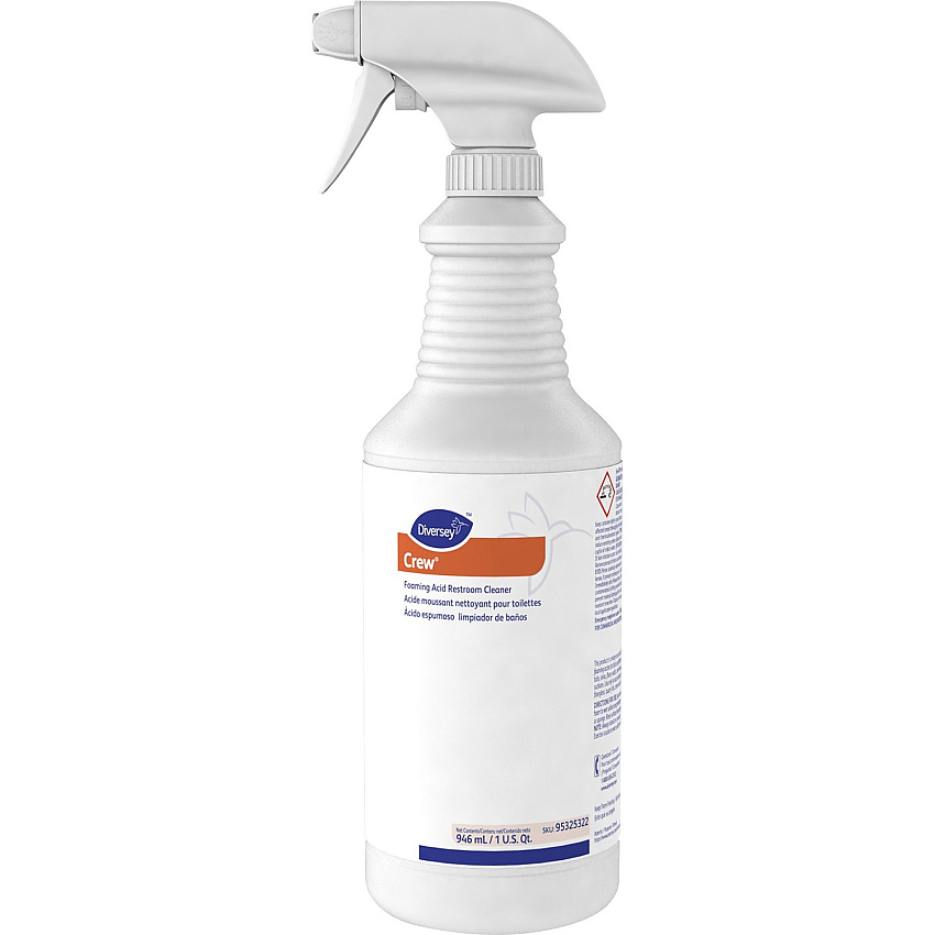 Diversey Foaming Acid Restroom Cleaner For Restroom, Multi Surface - Ready-To-Use - 32 fl oz (1 quart) - Recommended For: Soap Scum Remover, Hard Water Remover - Red - 1 Each (95325322)