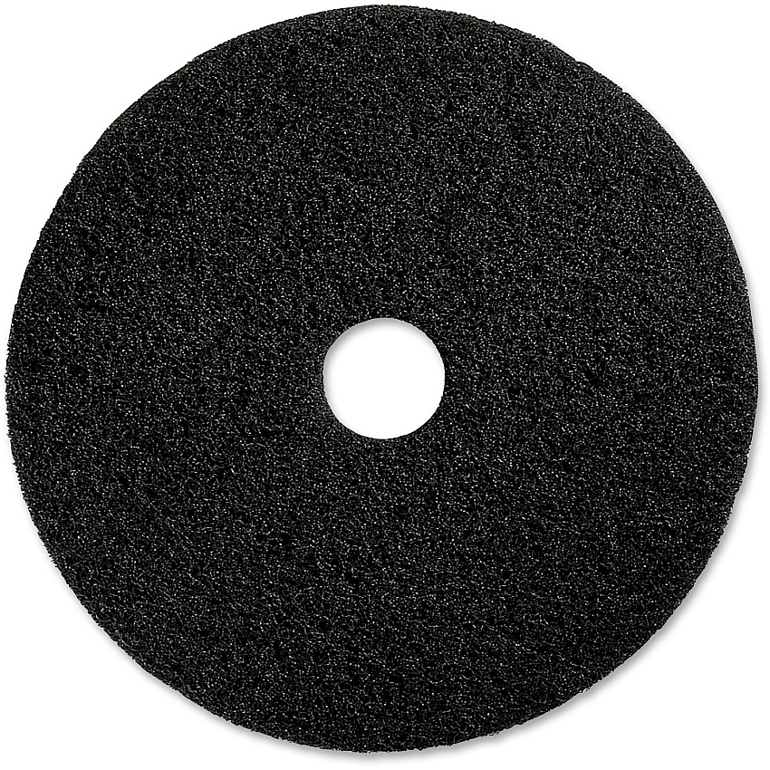 Genuine Joe Black Floor Stripping Pad 14" Diameter x 1" Thickness - Floor, Stripping - 175 rpm to 350 rpm Speed Supported - Heavy Duty, Dirt Remover, Flexible, Long Lasting, Abrasive, Rotate - Resin, Fiber - Black - 5 / Carton (GJO90214)