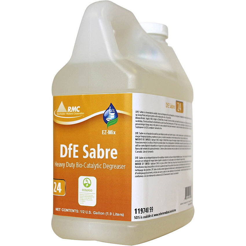 Rochester Midland RMC DfE Sabre Heavy Duty Bio-Catalytic Degreaser For Food Service Area, Kitchen, Restroom, Floor - Concentrate - 64.2 fl oz (2 quart) - Recommended For: Grease Remover, Fat Remover, Oil Remover - White - 4 / Carton (11974099)