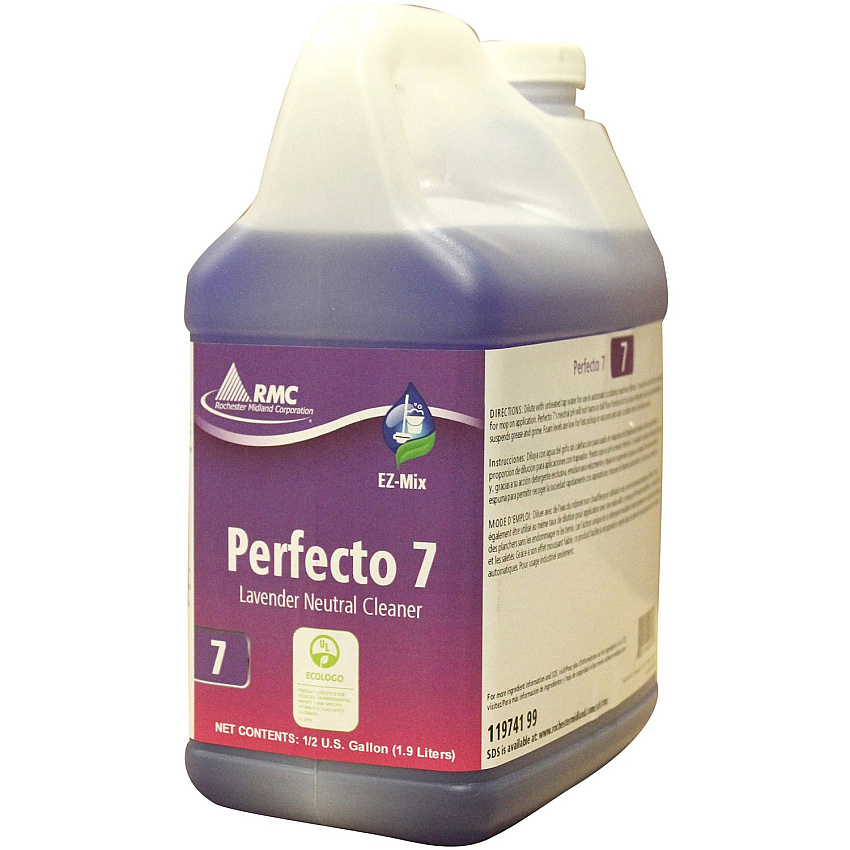 Rochester Midland RMC Perfecto 7 Lavendar Cleaner For Wall, Floor, Chrome, Porcelain, Stainless Steel - Concentrate - 64.2 fl oz (2 quart) - Lavender Scent - Recommended For: Grease Remover - Purple - 4 / Carton (11974199)