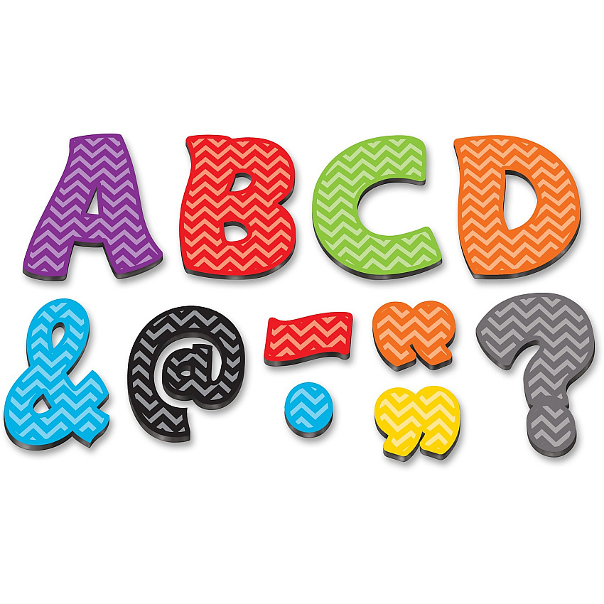 Teacher Created Resources Chevron 3" Magnetic Letters Learning Theme/Subject - 67 x Letter Shape - Magnetic - Chevron - Durable, Damage Resistant - 0.10" Height x 3" Width x 3" Depth - Multicolor - 67 / Pack (77213)