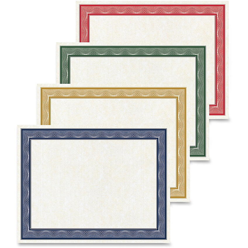 FranklinCovey Geographics Traditional Awards Certificates 60 lb Basis Weight - 8.5" Width x 11" Length - Inkjet Compatible - White with Multicolor Border - Card Stock - 40 / Pack (48669)