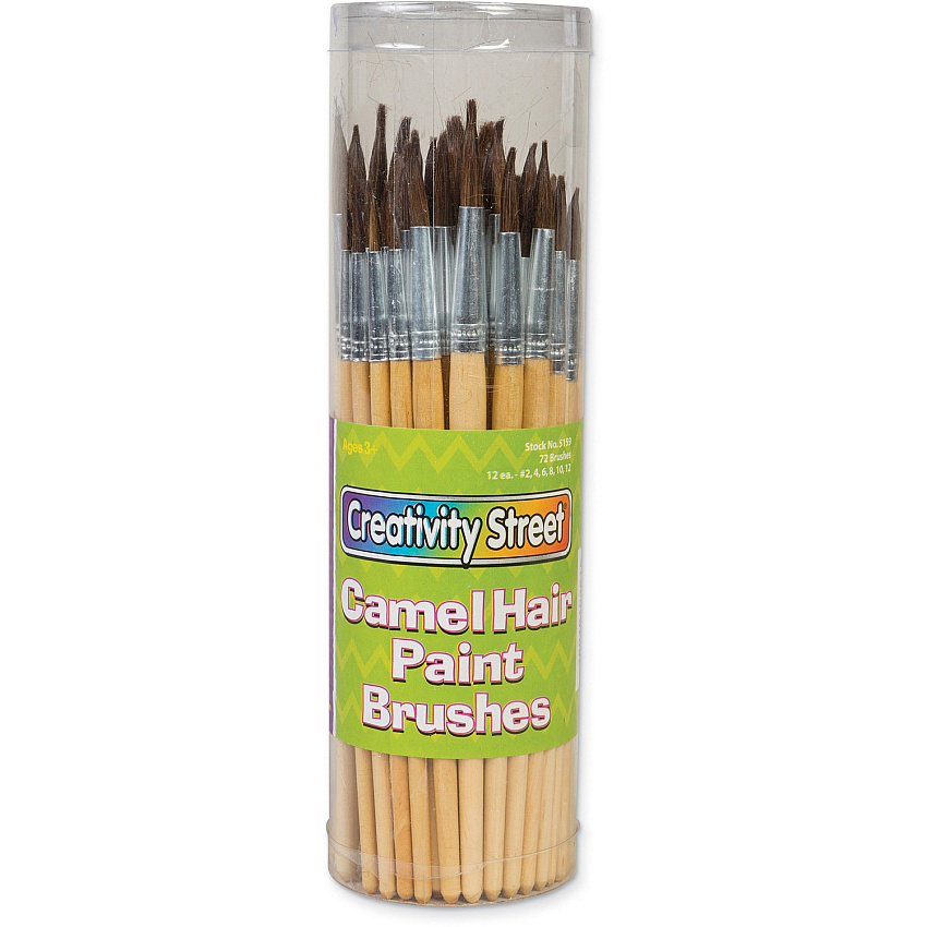 Creativity Street Camel Hair Paint Brushes Aluminum Ferrule - 72 / Set (5159)