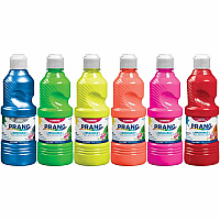 Prang Power Fluorescent Paint Set 6 Color(s) - Neon Green, Neon Yellow, Neon Orange, Neon Pink, Neon Red, Neon Turquoise - 16 fl oz - Washable - 6 / Set (10799)