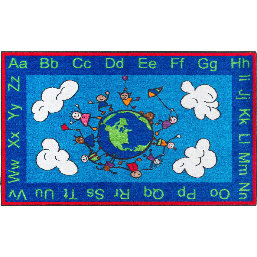 Flagship Carpets Easy Care Happy World Rug 60" Length x 36" Width - Multicolor - 1 Each (CE18916W)