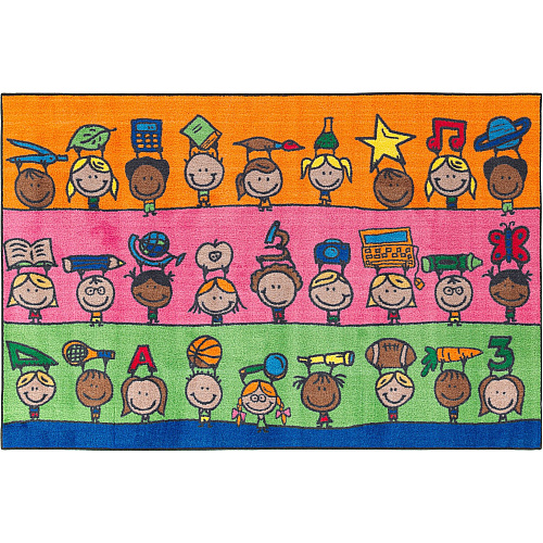 Flagship Carpets Easy Care Fun At School Rug Floor Rug - 60" Length x 36" Width - Multicolor - Nylon - 1 Each (CE19016W)