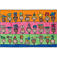 Flagship Carpets Easy Care Fun At School Rug Floor Rug - 72" Length x 48" Width - Multicolor - Nylon - 1 Each (CE19022W)