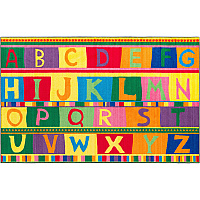 Flagship Carpets Easy Care ABC Tapestry Rug Floor Rug - 72" Length x 48" Width - Multicolor - Nylon - 1 Each (CE19222W)