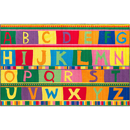 Flagship Carpets Easy Care ABC Tapestry Rug Floor Rug - 72" Length x 48" Width - Multicolor - Nylon - 1 Each (CE19222W)