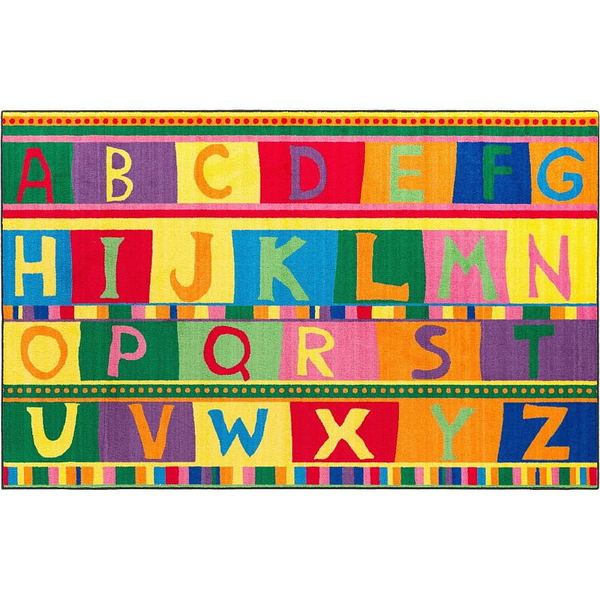 Flagship Carpets Easy Care ABC Tapestry Rug Floor Rug - 96" Length x 60" Width - Multicolor - Nylon - 1 Each (CE19228W)