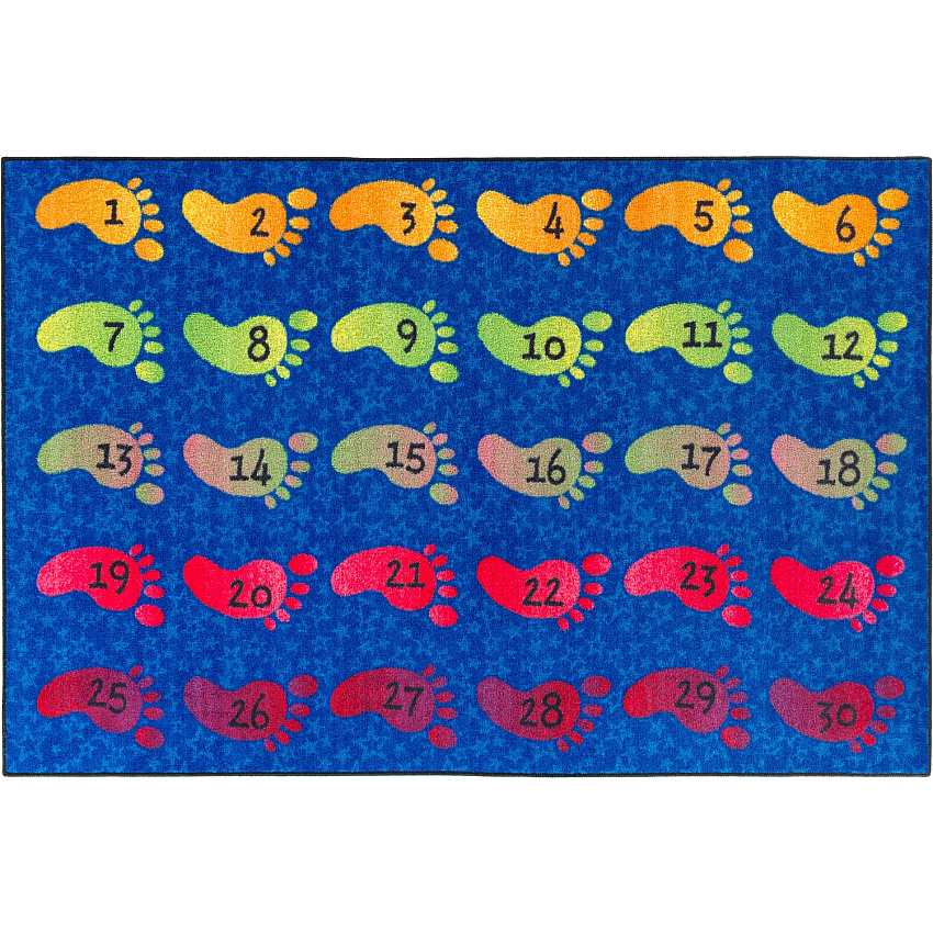 Flagship Carpets Easy Care Counting Feet Rug Floor Rug - 72" Length x 48" Width - Multicolor - Nylon - 1 Each (CE19322W)