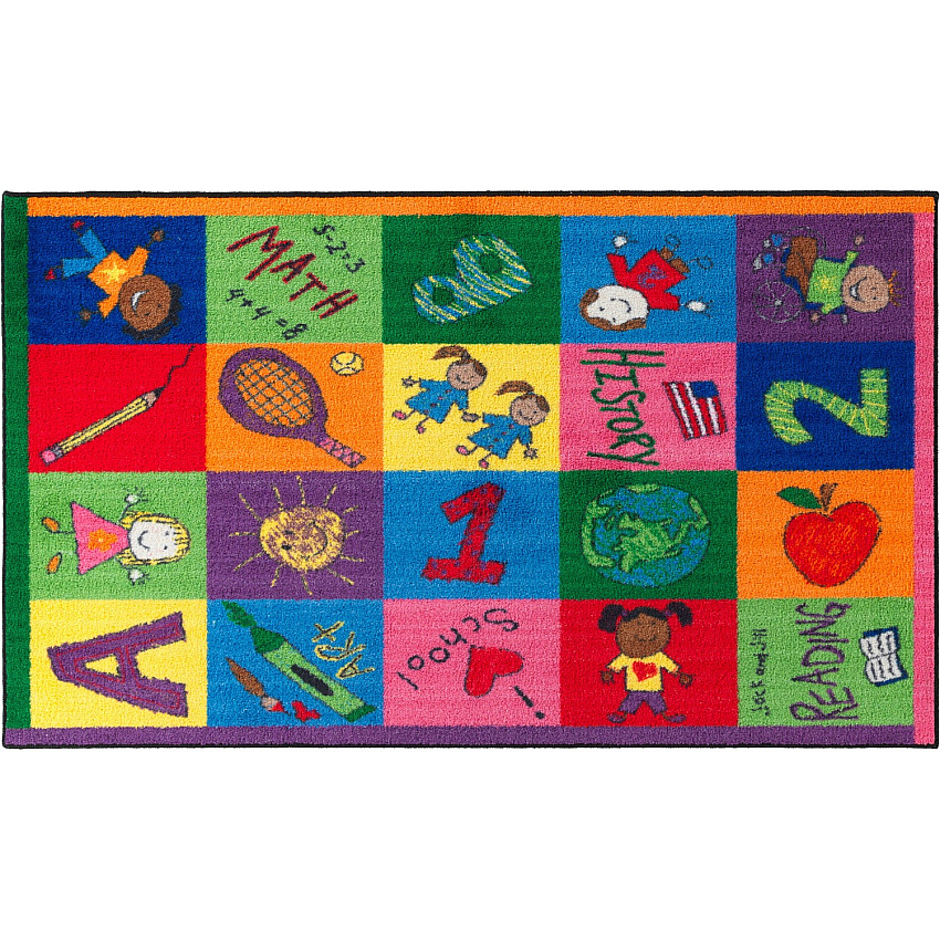 Flagship Carpets Easy Care Primary Pictures Rug Floor Rug - 72" Length x 48" Width - Multicolor - Nylon - 1 Each (CE19422W)