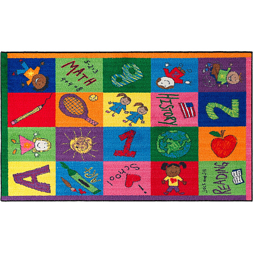 Flagship Carpets Easy Care Primary Pictures Rug Floor Rug - 96" Length x 60" Width - Multicolor - Nylon - 1 Each (CE19428W)
