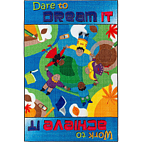 Flagship Carpets Easy Care Dare To Dream Rug Floor Rug - 72" Length x 48" Width - Multicolor - Nylon - 1 Each (CE25022W)