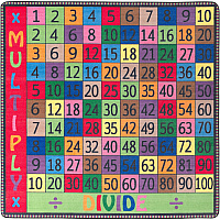 Flagship Carpets Math Collection Multiply/Divide Rug 12 ft Length x 12 ft Width - Square - Multicolor - Nylon - 1 Each (FE10270A)