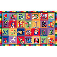 Flagship Carpets ABC Blocks Alphabet Rug 99.96" Length x 69.96" Width - Oval - Multicolor - Nylon - 1 Each (FE11132A)